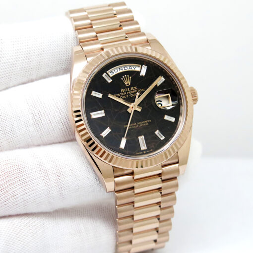 Rolex 228235 Day Date 40 18K Rose Gold with Eisenkiesel Diamond Baguette Dial