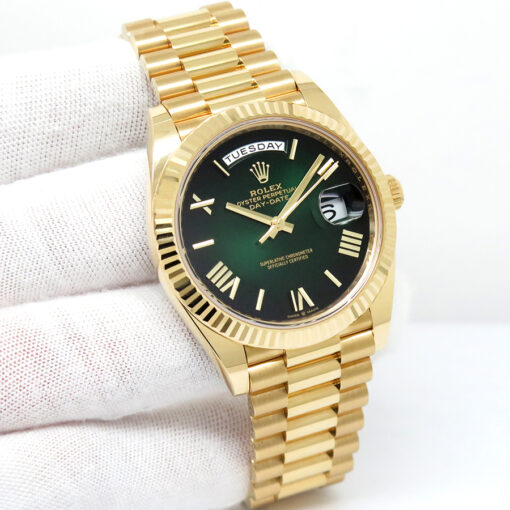 Rolex 228238 Day Date 40 18K Yellow Gold with Ombre Green Roman Dial