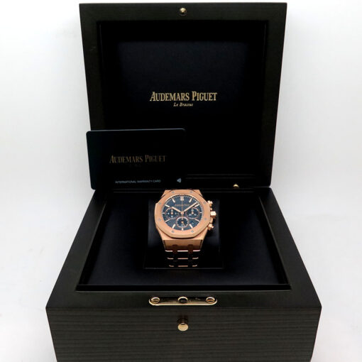 Alternative view of Audemars Piguet 26715OR Royal Oak 18K Rose Gold Chronograph with Blue Dial 38mm