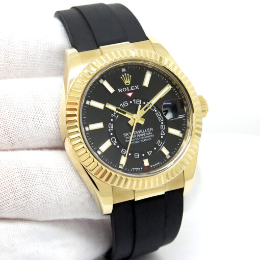 Rolex 336238 Skydweller 18K Yellow Gold with Black Dial on Oysterflex
