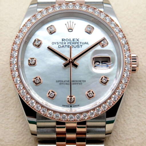Rolex 126281RBR Datejust 18K/SS with Mother of Pearl Diamond Dial/Bezel on Jubilee - Image 4