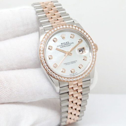 Rolex 126281RBR Datejust 18K/SS with Mother of Pearl Diamond Dial/Bezel on Jubilee