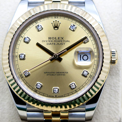 Rolex 126333 Datejust 41 18K/SS with Champagne Diamond Dial on Jubilee - Image 3