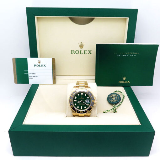 Rolex 116718LN GMT Master II 18K Yellow Gold with Green Dial - Image 2