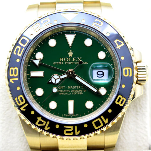 Rolex 116718LN GMT Master II 18K Yellow Gold with Green Dial - Image 3