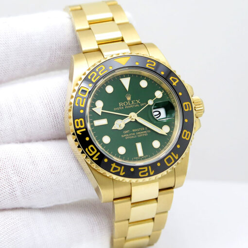 Rolex 116718LN GMT Master II 18K Yellow Gold with Green Dial