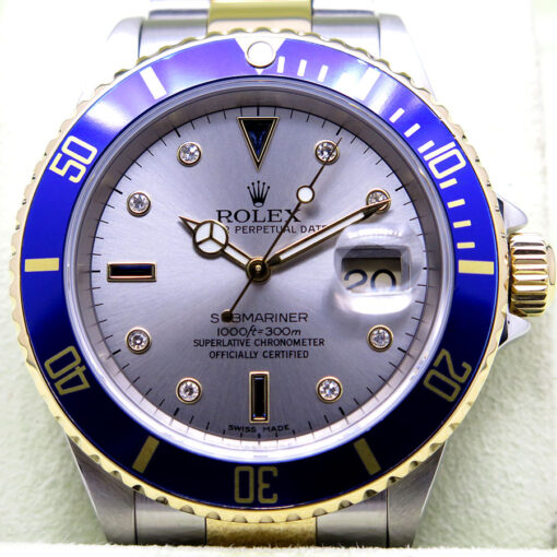 Rolex 16613LB Submariner 18K/SS with Silver Serti Dial - Image 3
