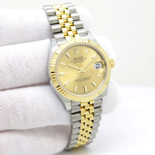 Rolex 278273 Datejust 18K/SS with Champagne Stick Dial on Jubilee