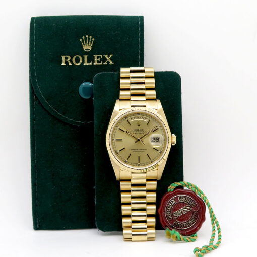Rolex 18238 Day Date 18K Yellow Gold with Champagne Stick Dial - Image 2