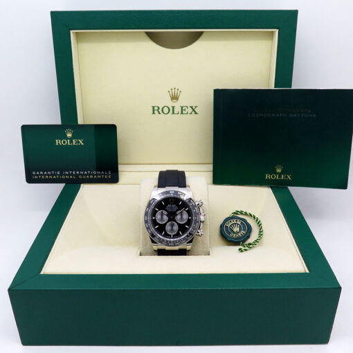 Rolex 126519LN Cosmograph Daytona 18K White Gold with Black Dial on Oysterflex - Image 2