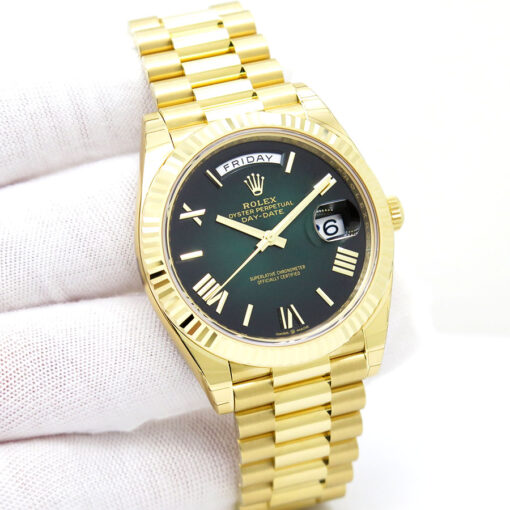 Rolex 228238 Day Date 40 18K Yellow Gold with Ombre Green Roman Dial