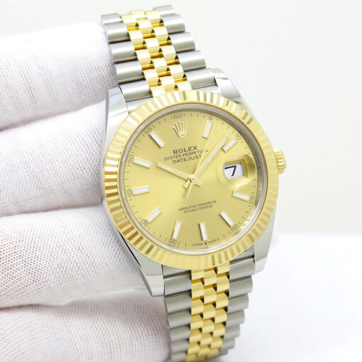 Rolex 126333 Datejust 41 18K/SS with Champagne Stick Dial on Jubilee