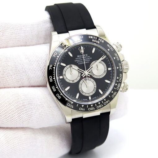 Rolex 126519LN Cosmograph Daytona 18K White Gold with Black Dial on Oysterflex