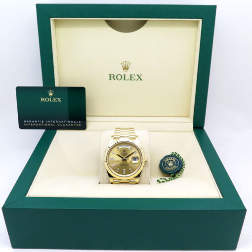 Rolex 228238 Day Date 40 18K Yellow Gold with Champagne Baguette Diamond Dial - Image 2