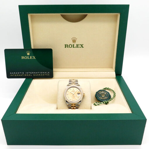 Alternative view of Rolex 279383RBR Datejust 18K/SS Champagne Roman Dial Diamond Bezel on Jubilee