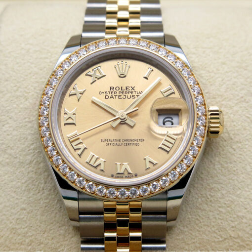 Rolex 279383RBR Datejust 18K/SS Champagne Roman Dial Diamond Bezel on Jubilee - Image 3