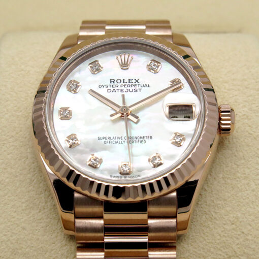 Rolex 278275 Datejust 18K Rose Gold with Mother of Pearl Diamond Dial on President - Image 3