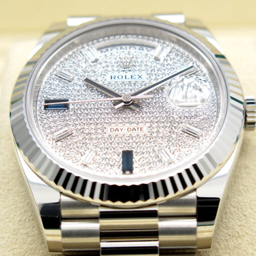 Rolex 228236 Day Date 40 Platinum with Pave Diamond & Sapphire Dial - Image 3