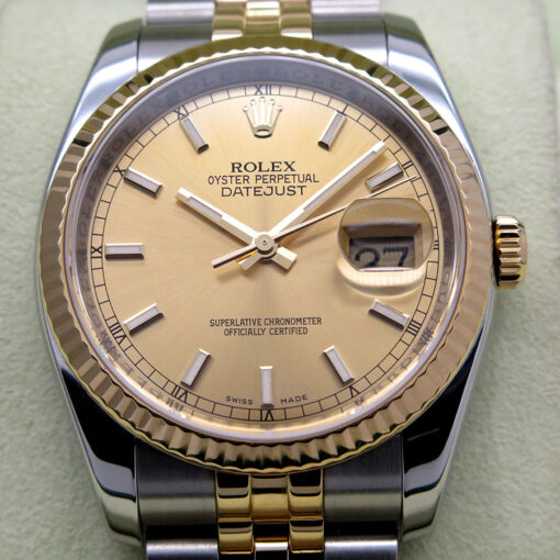 Rolex 116233 Datejust 18K/SS with Champagne Stick Dial on Jubilee - Image 3