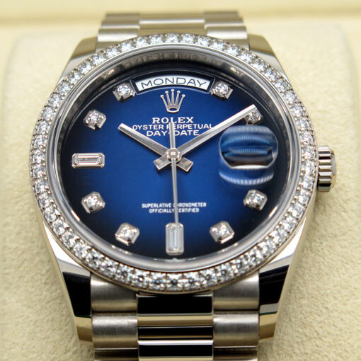 Rolex 128349RBR Day Date 36 with Blue Ombre Diamond Dial / Bezel - Image 3