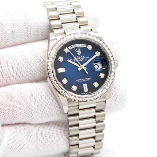 Rolex 128349RBR Day Date 36 with Blue Ombre Diamond Dial / Bezel