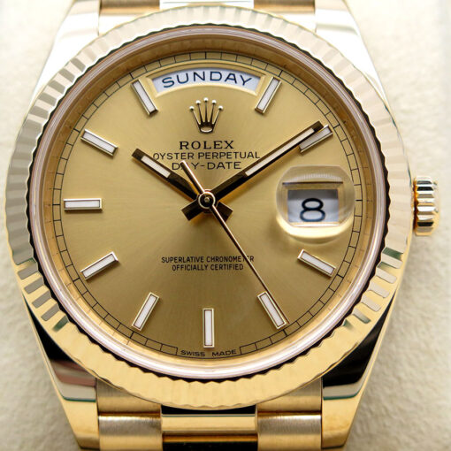 Rolex 228238 Day Date 40 18K Yellow Gold with Champagne Stick Dial - Image 3