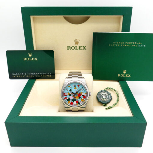 Rolex 124300 Oyster Perpetual 41 with Turquoise Celebration Motif Dial (New Old Stock) - Image 2
