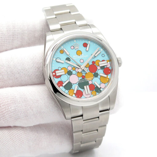 Rolex 124300 Oyster Perpetual 41 with Turquoise Celebration Motif Dial (New Old Stock)