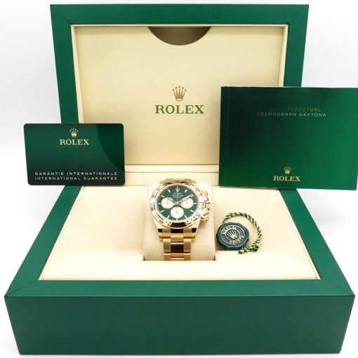 Alternative view of Rolex 126508 Cosmograph Daytona 18K Yellow Gold with Green and Gold Dial