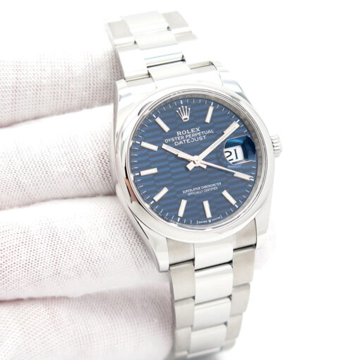 Rolex 126200 Datejust with Blue Fluted Motif Dial on Oyster