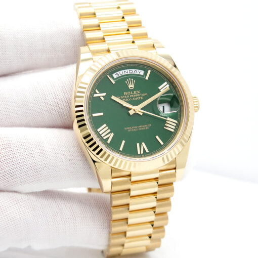 Rolex 228238 Day Date 40 18K Yellow Gold with Green Roman Dial