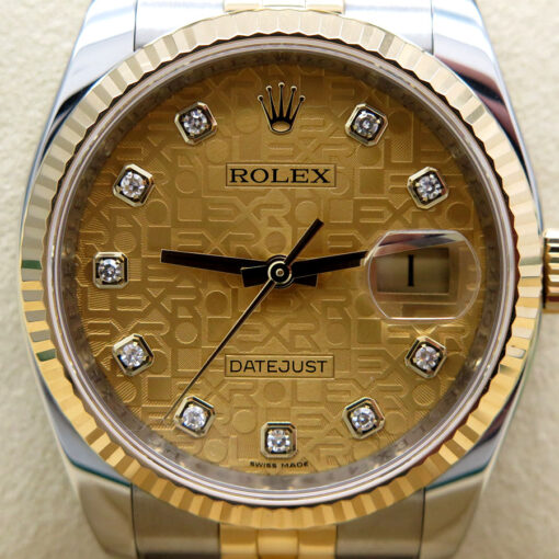Rolex 116233 Datejust 18K/SS with Champagne Rolex Motif Diamond Dial on Jubilee - Image 3