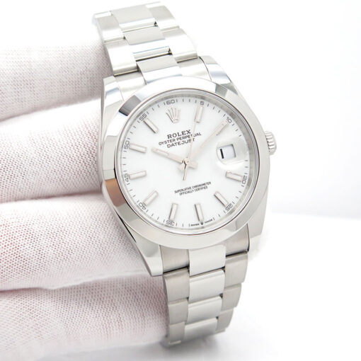 Rolex 126300 Datejust 41 with White Stick Dial on Oyster