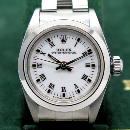 Rolex 67180 Oyster Perpetual with White Roman Dial - Image 3
