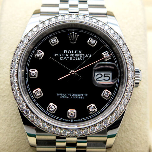 Rolex 126284RBR Datejust 36 with Black Diamond Dial / Bezel on Jubilee - Image 4