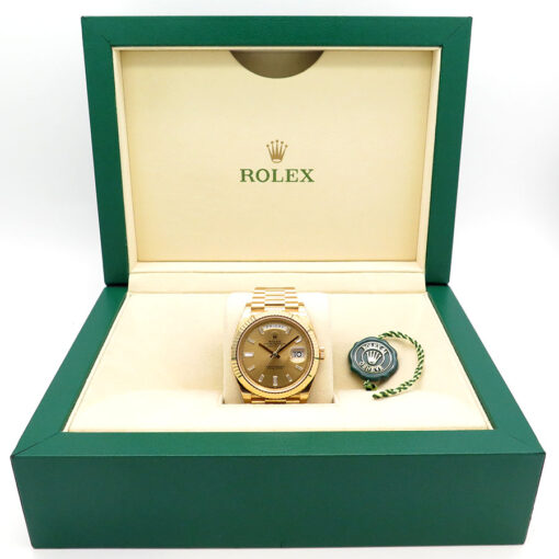 Rolex 228238 Day Date 40 18K Yellow Gold with Champagne Baguette Diamond Dial - Image 2