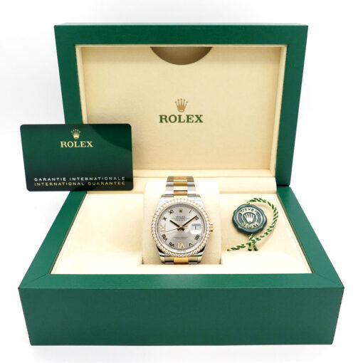 Rolex 126283RBR Datejust 18K/SS with Silver Roman Dial & Diamond Bezel on Oyster - Image 2