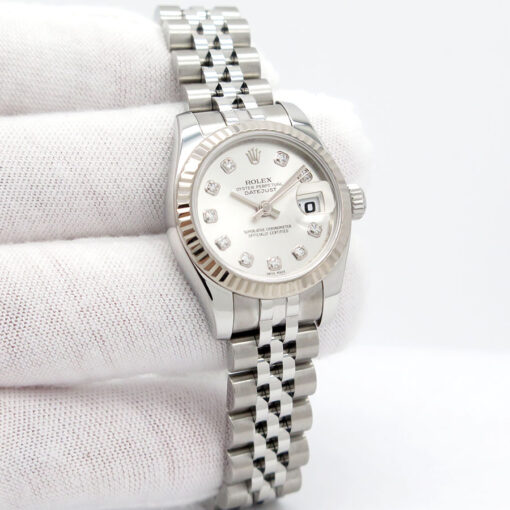 Rolex 179174 Datejust with Silver Diamond Dial on Jubilee