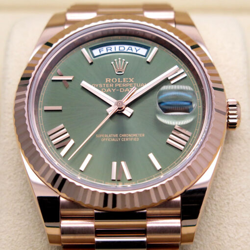 Rolex 228235 Day Date 40 18K Rose Gold with Olive Green Dial - Image 3