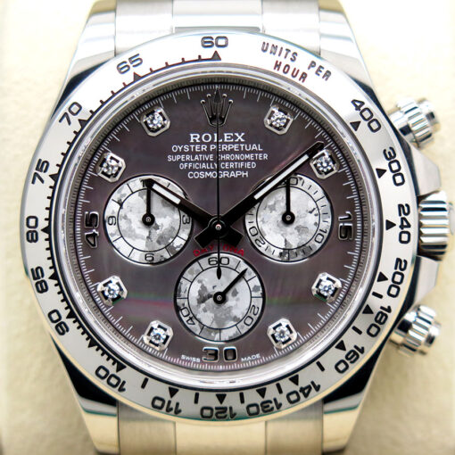 Rolex 116509 Cosmograph Daytona 18K White Gold with Black Mother of Pearl Diamond Dial - Image 3