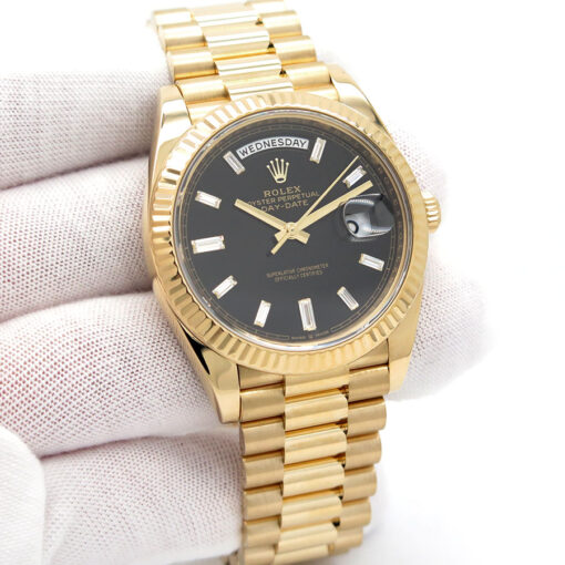 Rolex 228238 Day Date 40 18K Yellow Gold with Black Diamond Baguette Dial