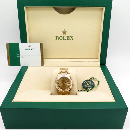 Rolex 81318 Datejust Pearlmaster 18K Yellow Gold with Champagne Roman Dial & Diamond Bezel - Image 2