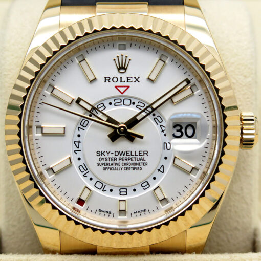 Rolex 326238 Skydweller 18K Yellow Gold with White Dial on Oysterflex - Image 3