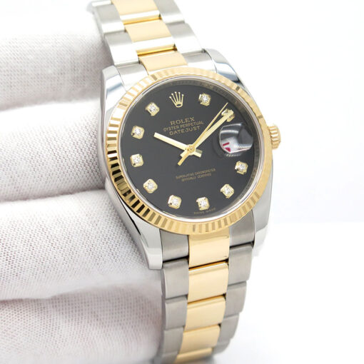 Rolex 116233 Datejust 18K/SS with Black Diamond Dial on Oyster