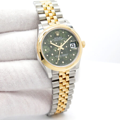 Rolex 278243 Datejust 18K/SS with Olive Green Diamond Floral Motif Dial on Jubilee