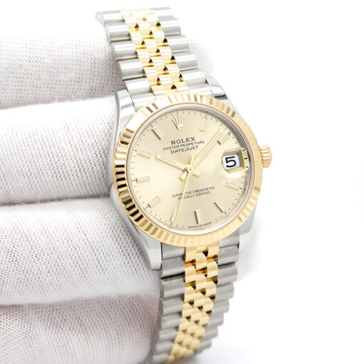 Rolex 278273 Datejust 18K/SS with Champagne Stick Dial on Jubilee