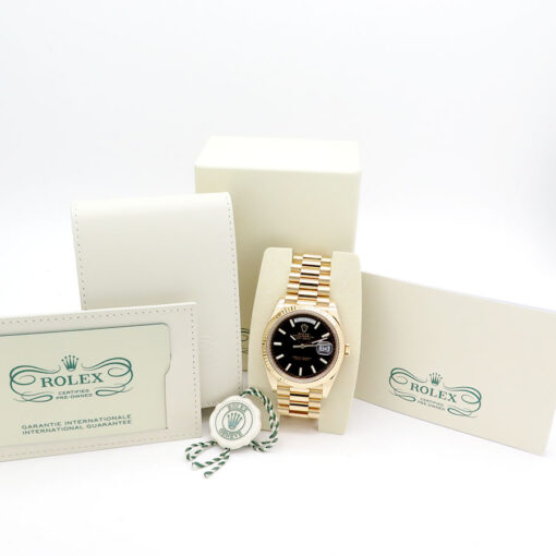 Rolex CPO 228238 Day Date 40 18K Yellow Gold with Black Diagonal Motif Stick Dial - Image 2