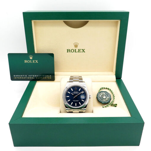 Alternative view of Rolex 126300 Datejust 41 with Blue Stick Dial on Oyster