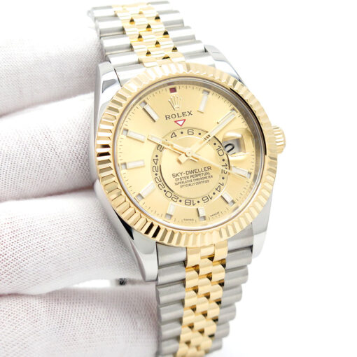Rolex 326933 Skydweller 18K/SS with Champagne Dial on Jubilee
