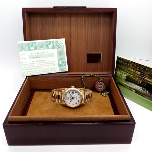 Rolex 18238 Day Date 18K Yellow Gold with White Roman Dial - Image 2